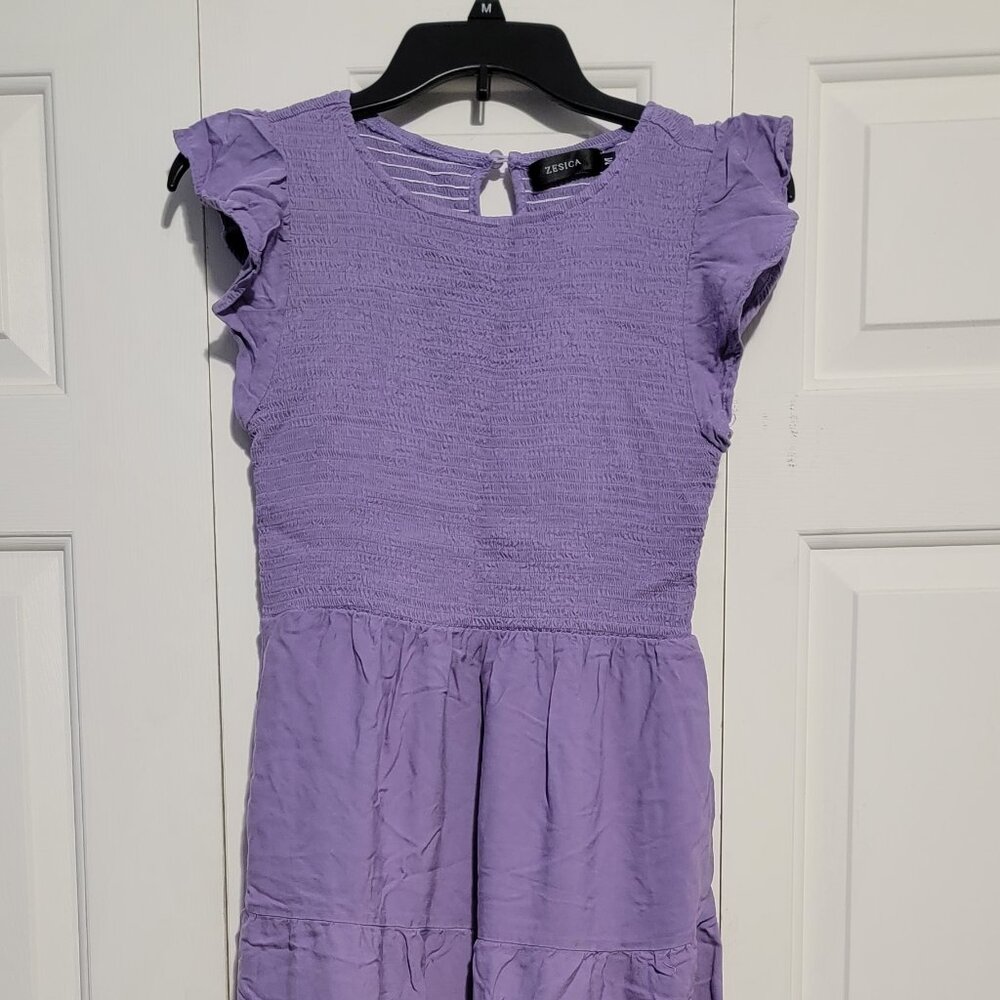 Zesica Summer Casual Flutter Short Sleeve Midi Dress, Violet, Medium